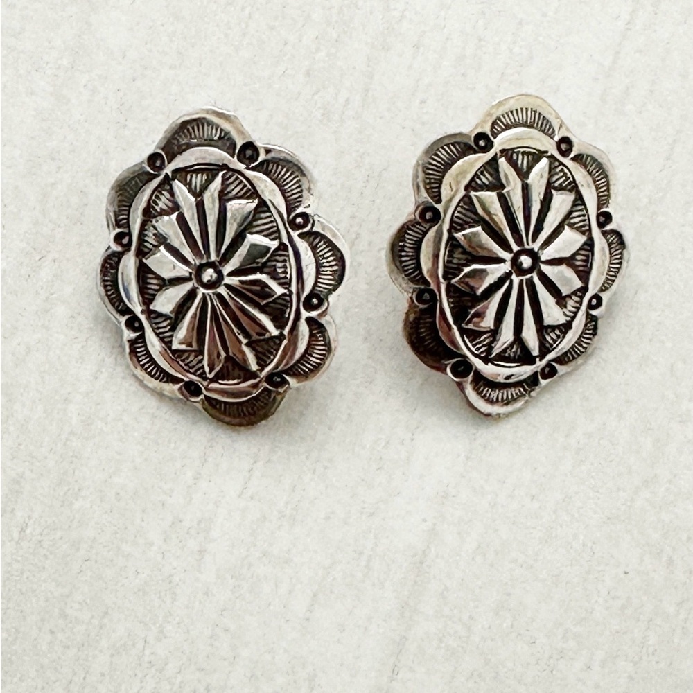 Vintage Sterling Silver Navajo Type Earrings 925 Southwest Western
